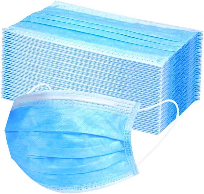 

Decdeal Disposable 3 layer Non-Woven Mask, Blue, 50 Pieces