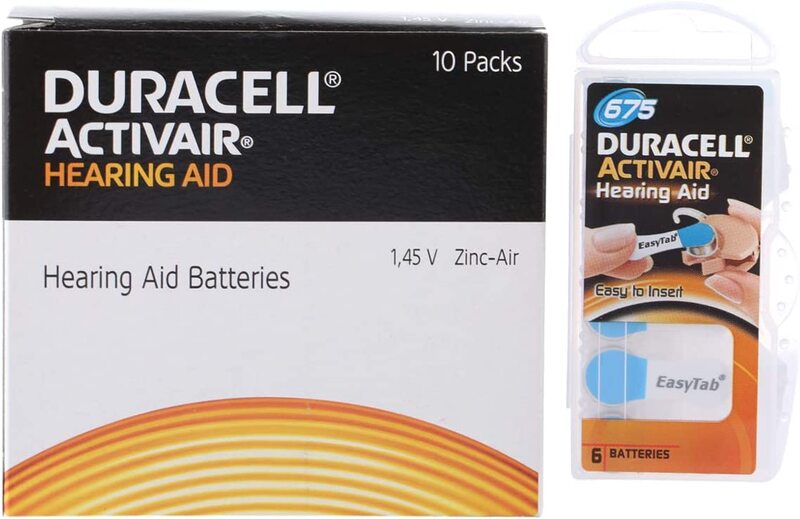 Duracell Size 675 Activair Hearing Aid Batteries, 6 Pieces, Multicolour