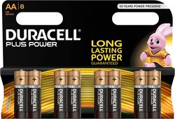 Duracell Plus Power Type AA Alkaline Batteries, 8 Pieces, Brown/Black