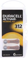 Duracell Size 312 Activair Hearing Aid Batteries, 6 Pieces, Multicolour