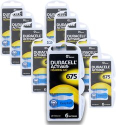 Duracell Size 675 Activair Hearing Aid Batteries, 60 Pieces, Multicolour