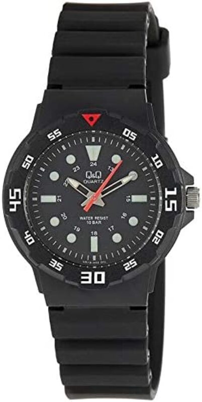 

Q&Q Analog Unisex Watch with Fibre Band, Water Resistant, VR19J002Y, Black