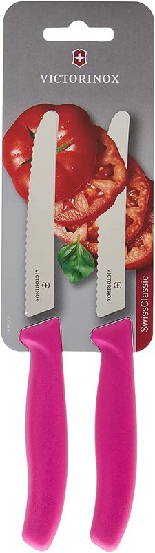 

Victorinox 2-Piece 11cm Serrated Edge Tomato/Utility Knife, Blister Pack, Pink