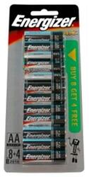 Energizer AA Alkaline Power Seal Batteries, 8 + 4 Pieces, Silver/Black