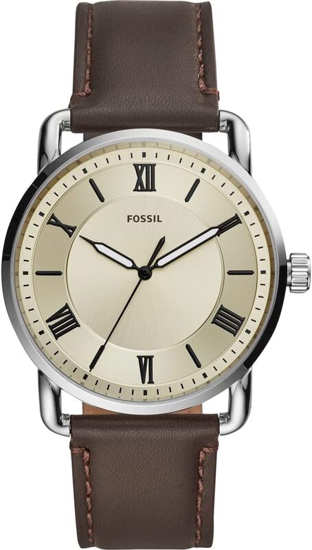 

Fossil Analog Watch for Men with Leather Genuine Band, Water Resistant, FS5663, Beige-Brown