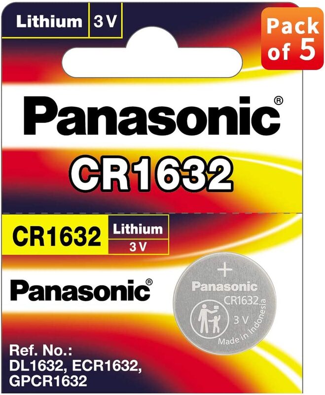 

Panasonic CR1632 3V Lithium Coin Battery, 5 Pieces, Silver