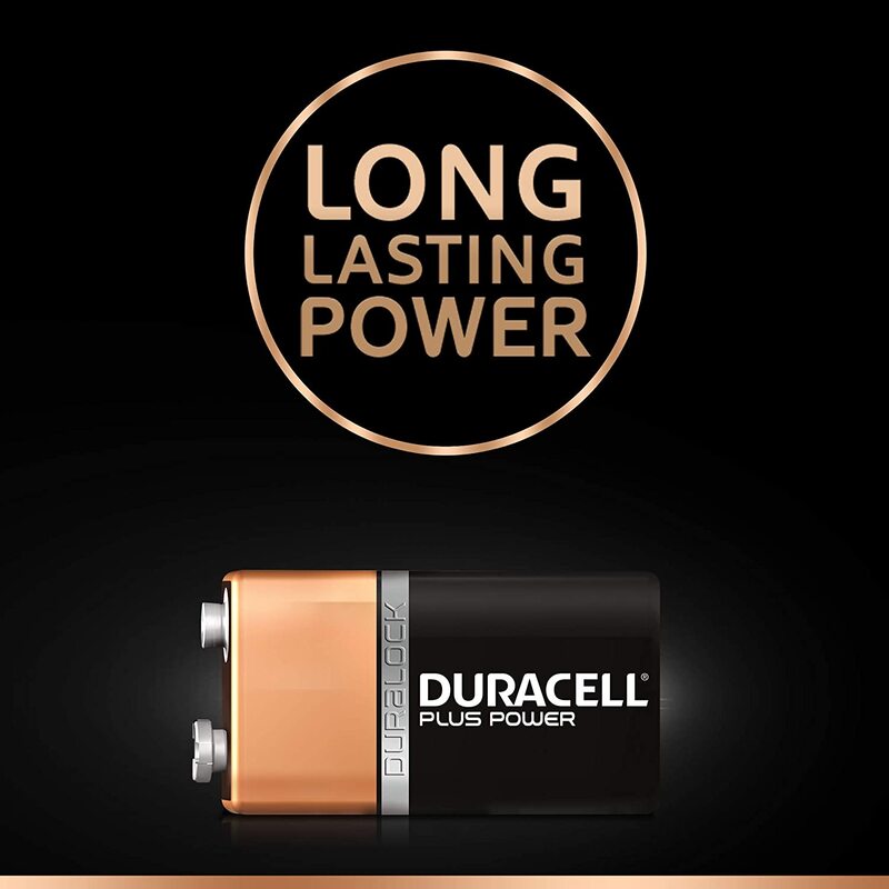 Duracell Plus Power Type 9V Alkaline Batteries, 1 Piece, Brown/Black