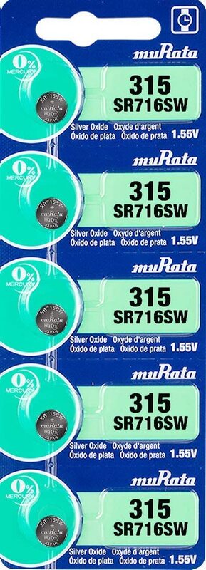 

Murata 315/SR716SW Oxide Batteries, 5 Pieces, Silver