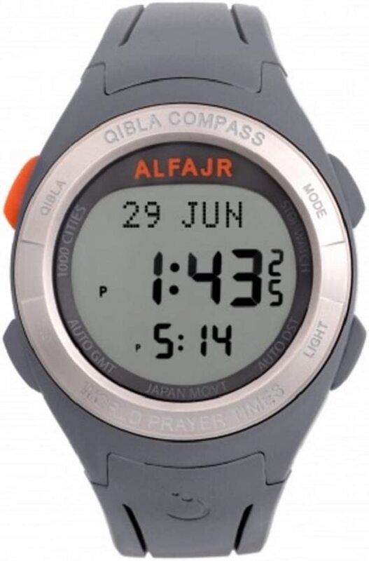 

Al-Fajr Qibla Digital Watch for Men with Plastic Band, WQ-18, Grey
