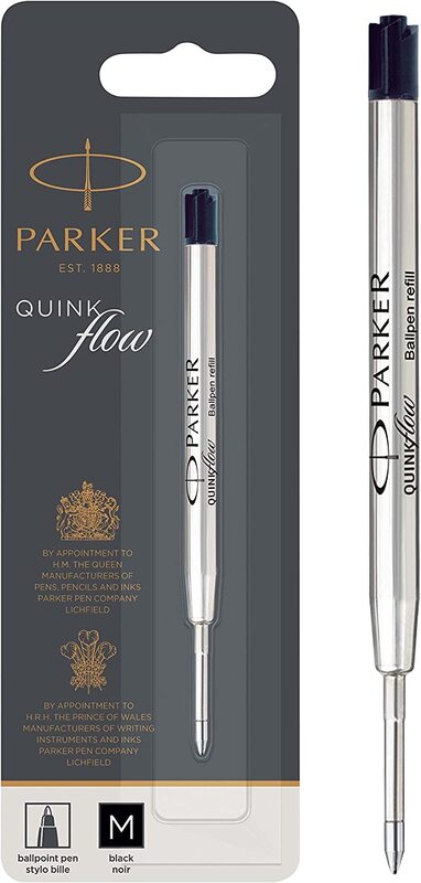 

Parker Quink Flow Ball Point Pen Ink Refill, Medium Tip, Black