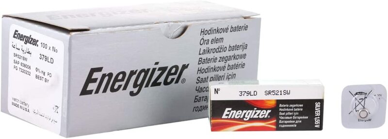 

Energizer SR521/379 Oxide Batteries, 100 Pack, Silver