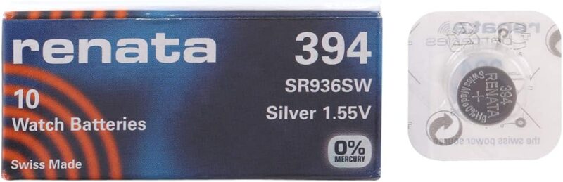 

Renata SR936/394SB Silver Oxide Batteries, 10 Pieces, Silver