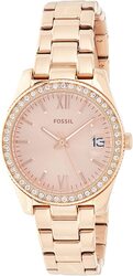 Fossil Scarlette Analog Watch for Women with Stainless Steel Band, Water Resistant, ES4318, Rose Gold