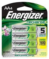 Energizer AA Rechargable Batteries, 4 Pieces, Silver/Green
