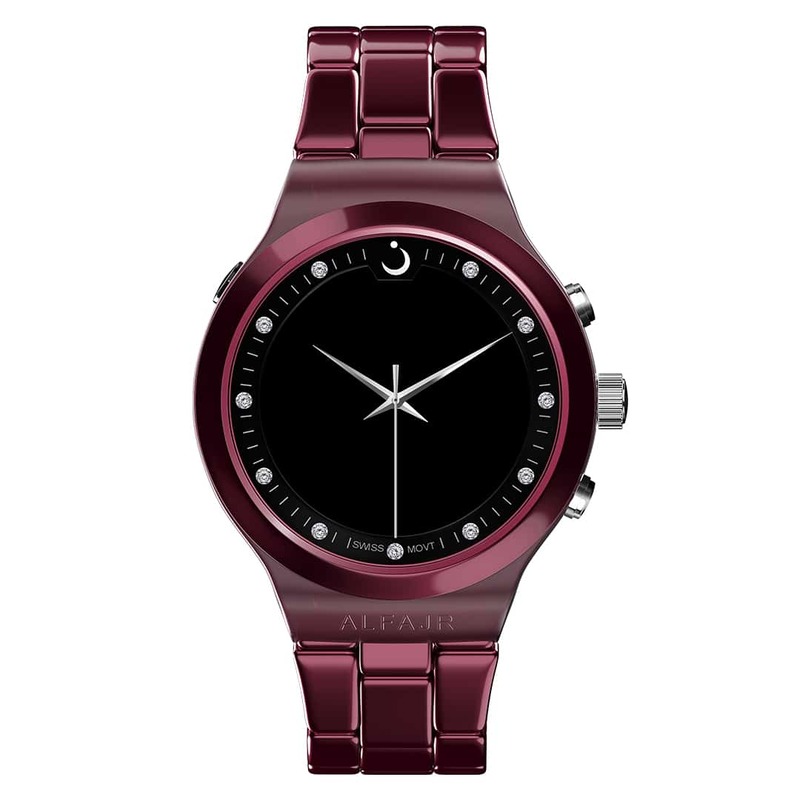 

Al-Fajr Elegance Analog/Digital Watch for Women with Aluminum Band, WB-20, Grey-Maroon