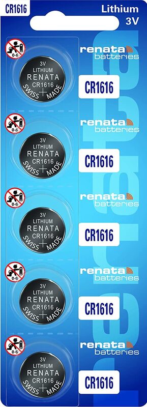 

Renata CR1616 Lithium Batteries, 100 Pieces, Silver