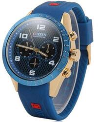 Curren Analog Watch for Men with Rubber Band, 8167GBL, Blue