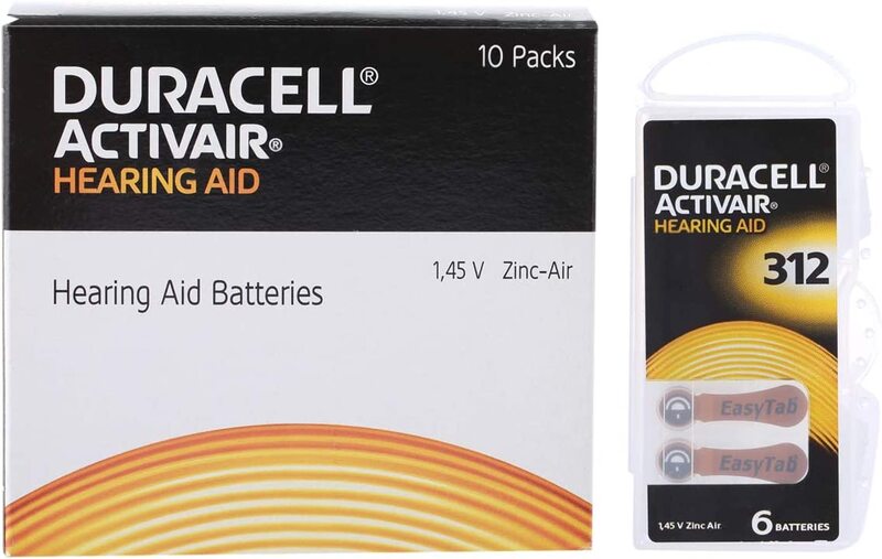 Duracell Size 312 Activair Hearing Aid Batteries, 6 Pieces, Multicolour