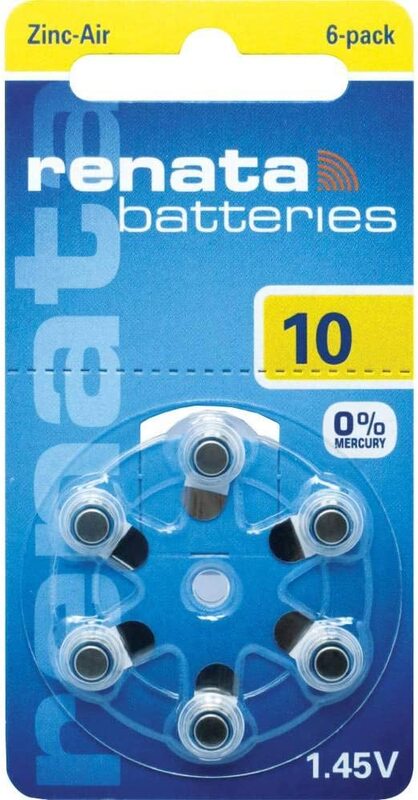 

Renata Size 10 mAh Batteries, 6 Pieces, Silver