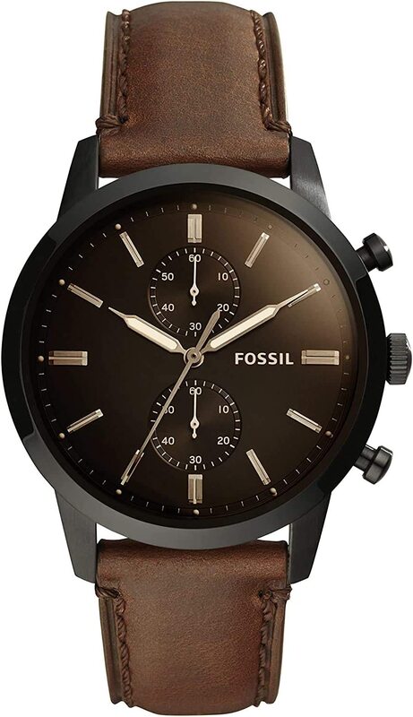 

Fossil Analog Watch for Men with Leather Genuine Band, Water Resistant and Chronograph, FS5437, Brown