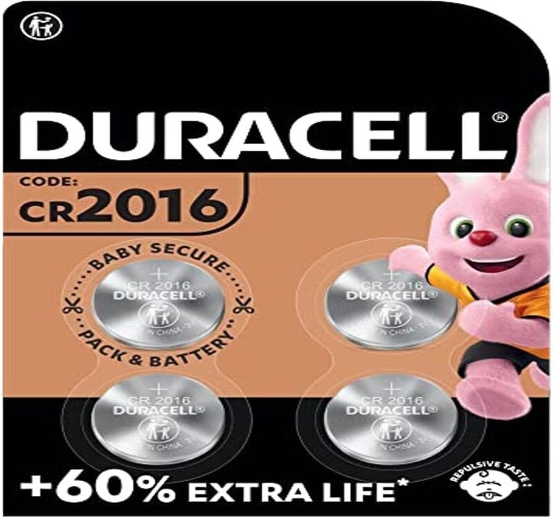 Duracell Specialty 2016 Lithium Coin Battery, 4 Pieces, Silver
