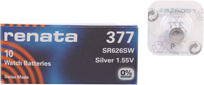 

Renata SR626/377SB Silver Oxide Batteries, 10 Pieces, Silver