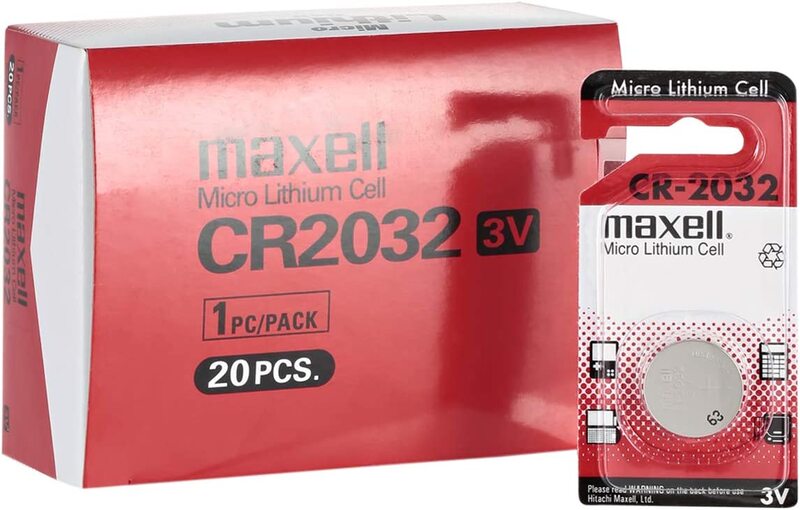 

Maxell CR2032 0.5 Ampere 3V Lithium Batteries, 100 Pieces, Silver