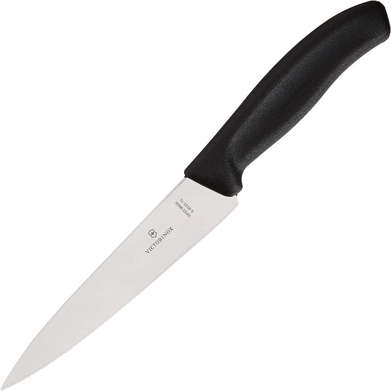 

Victorinox 6-inch Swiss Classic Chef's Knife, 6" Serrated Blade 1 1/2" width at Handle, Black