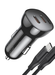 Choetech PD 40W Dual USB-C Port Car Charger, TC0008, Black