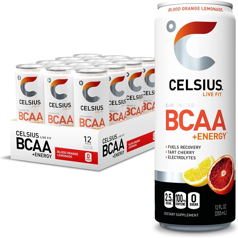 

Celsius Blood Orange Lemonade BCAA +Energy Sparkling Post-Workout Recovery & Hydration Drink, 12 x 12oz