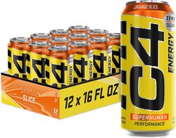 Cellucor C4 Orange Slice Original Carbonated Zero Sugar Energy Pre Workout Drink, 12 x 16oz