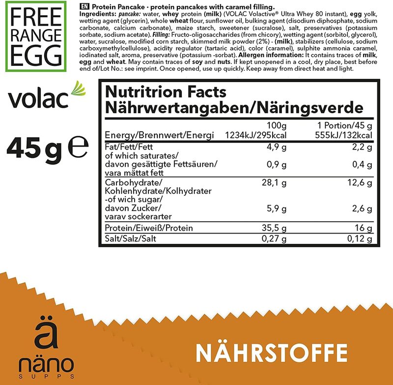Nano Protein Caramel Filling Pan Cake, 12 Piece x 45g