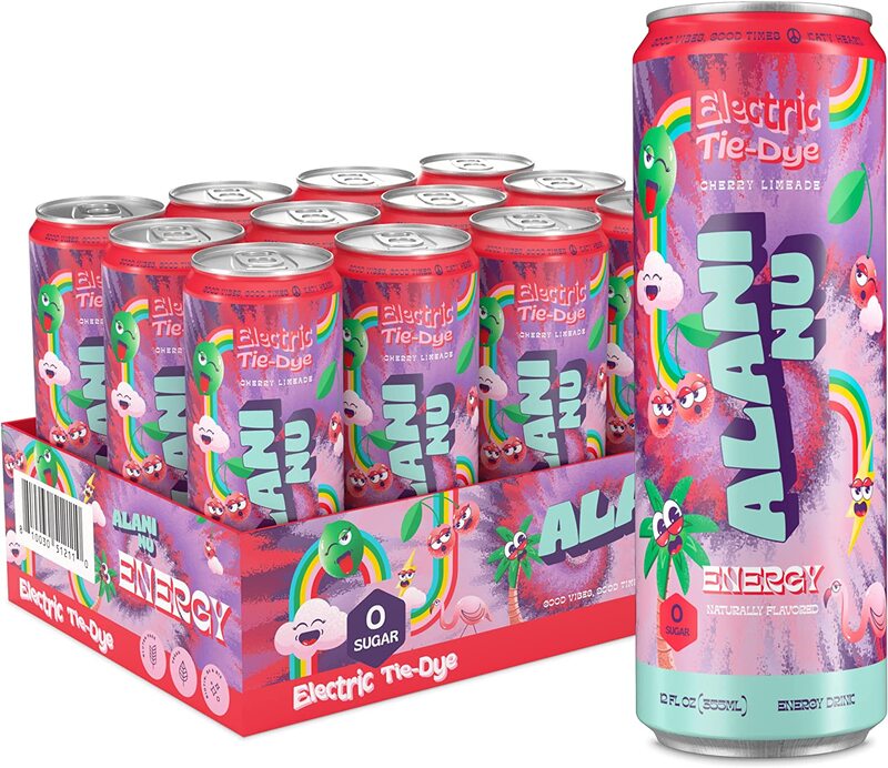 

Alani Nu Electric Tie Dye Energy Drink, 12 x 12oz