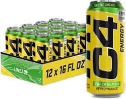 Cellucor C4 Sparkling Twisted Limeade Original Carbonated Zero Sugar Energy Pre Workout Drink, 12 x 16oz