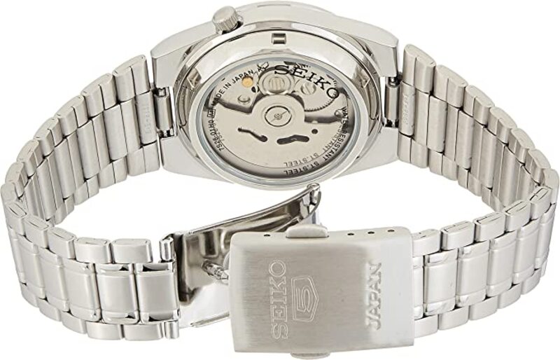 Seiko Analog Watch for Men with Stainless Steel Band, Water Resistant, Snk063J5, Silver-Black
