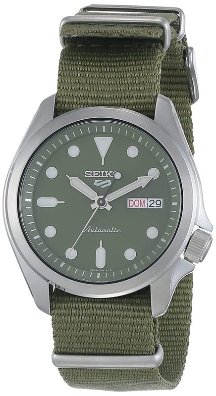 Seiko 5 Sports Automatic Analog Watch for Men with Nylon Band, Water Resistant, SRPE65K1, Green