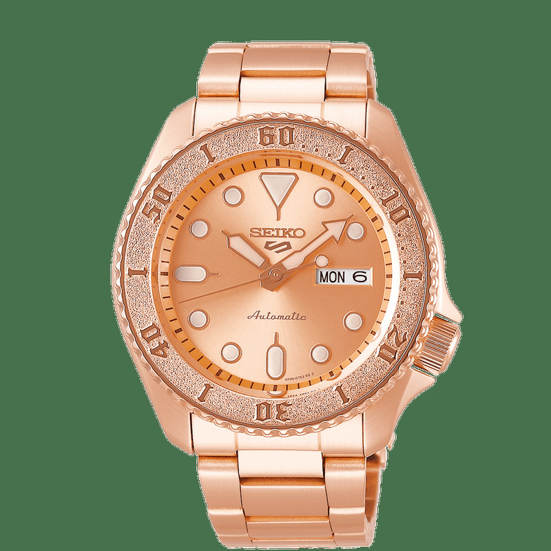 Seiko Automatic Analog Watch for Men with Stainless Steel Band, Water Resistant, SRPE72K1, Rose Gold
