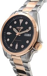 Seiko 5 Sports Automatic Analog Watch for Men with Stainless Steel Band, Water Resistant, SRPE58K1, Rose Gold-Black