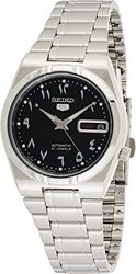 Seiko Analog Watch for Men with Stainless Steel Band, Water Resistant, Snk063J5, Silver-Black