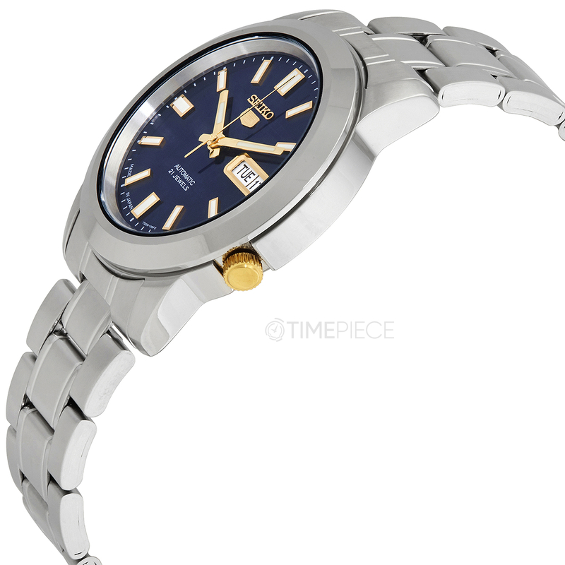Seiko 5 Automatic Analog Watch for Men with Stainless Steel Band, Water Resistant, SNKK11J1, Silver-Black