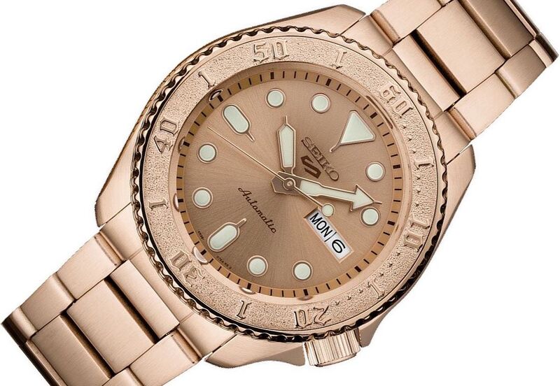 Seiko Automatic Analog Watch for Men with Stainless Steel Band, Water Resistant, SRPE72K1, Rose Gold