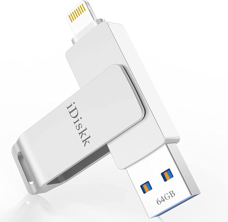 

iDiskk 64GB Photo Stick USB 3.0 Flash Drive for Apple iPhone 12/X/XS MAX/8/7/6/5, Silver
