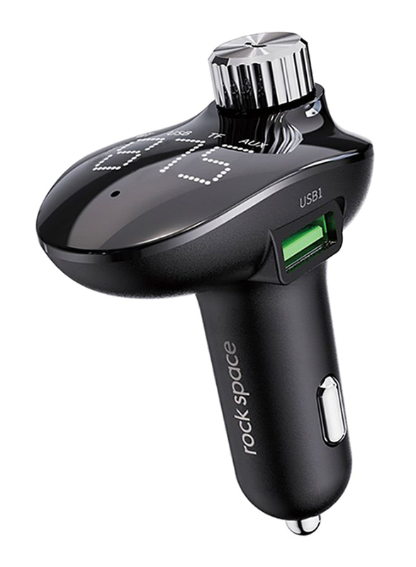 

Rock Space B302 Bluetooth Dual USB Car Charger with Handsfree Calling & FM Transmitter USB Type A for Smartphone/Tablets, Black