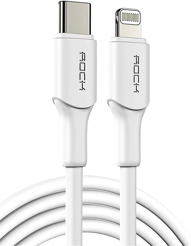 

Rock 1-Meter Fast Charging USB Type-C Cable, Lightning to USB Type- C for Apple iPhone Devices, White