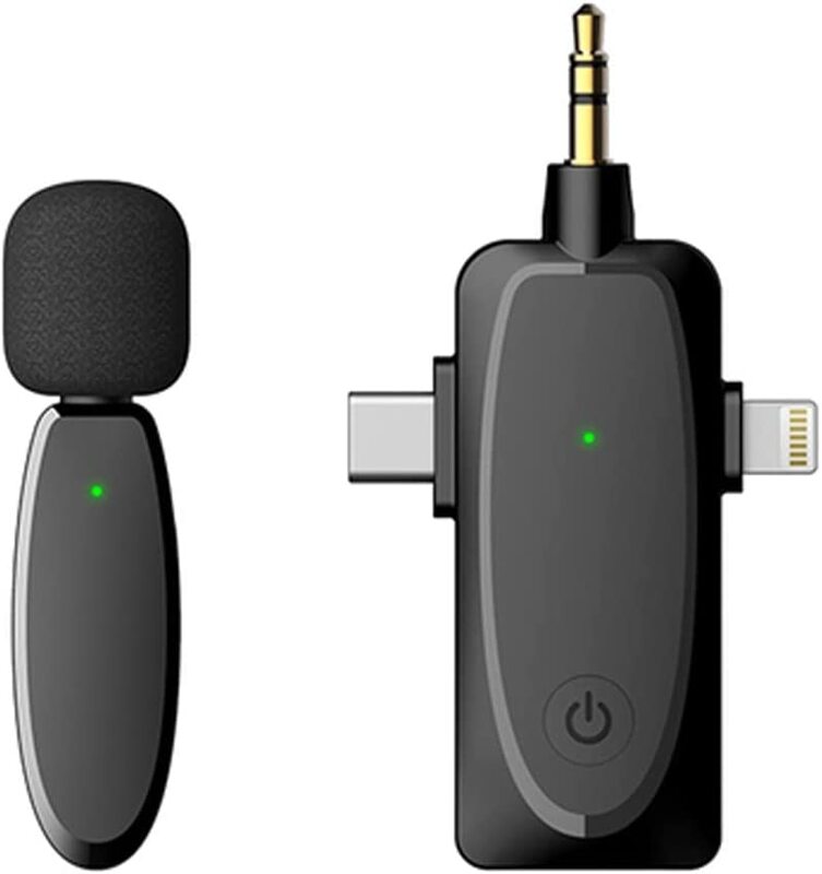 

Generic HNLSKJ 3 in 1 Wireless Lavalier Microphone, Black