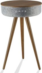 Yljyj Wireless Charger Portable Smart Table with Bluetooth Speaker and USB Charging, Dark Brown