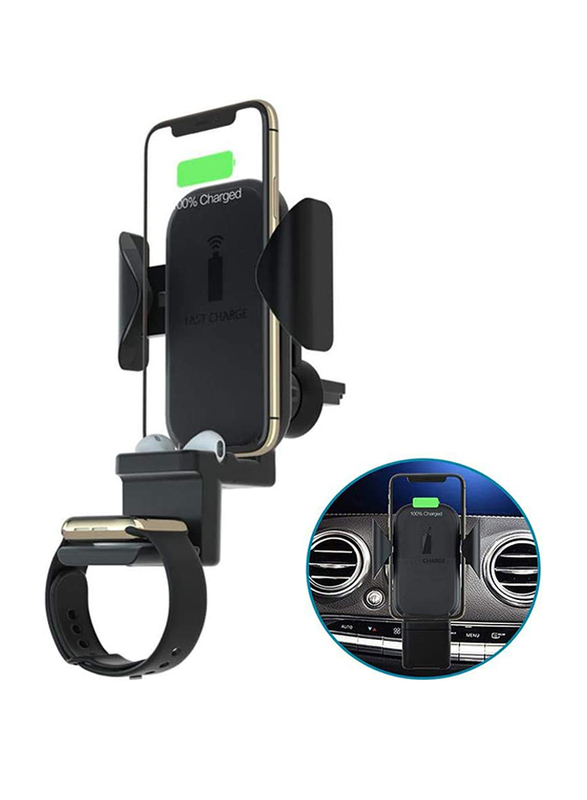 

Generic 3-in-1 Wireless Fast Charging Mount Car Charger, Black