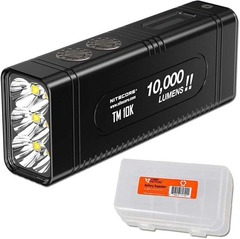 

Nitecore 10000 Lumen Tiny Monster Burst Rechargeable Flashlight, TM10K, Black