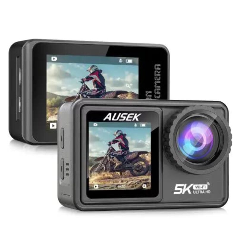

Generic Ausek 4K Touch Dual Screen Wi-Fi Action Camera, Black