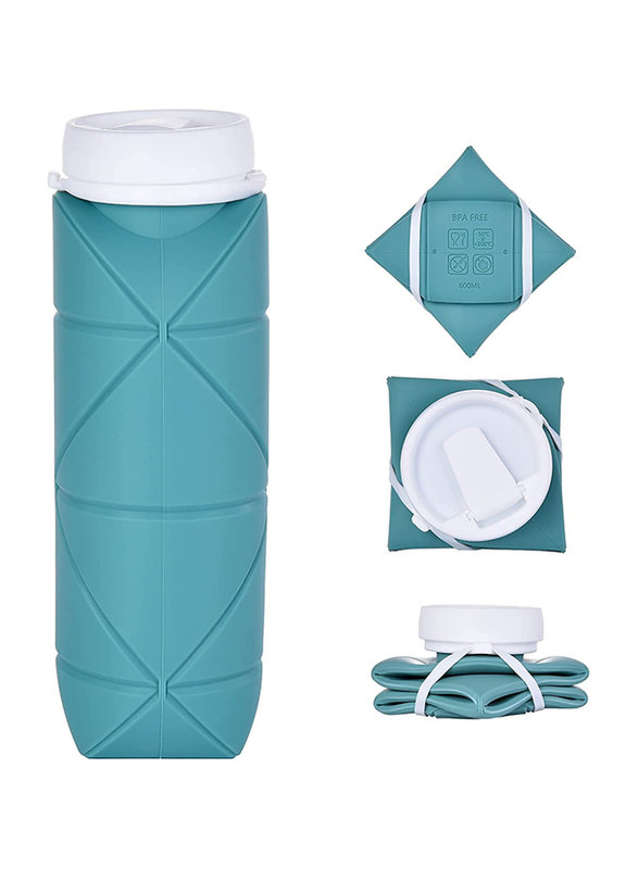 

Special Made 600ml Leakproof Silicone Foldable Water Bottle, Dark Green
